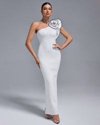 Nadine — One Shoulder Flower Decor Maxi Bodycon Dress, alternate view 4