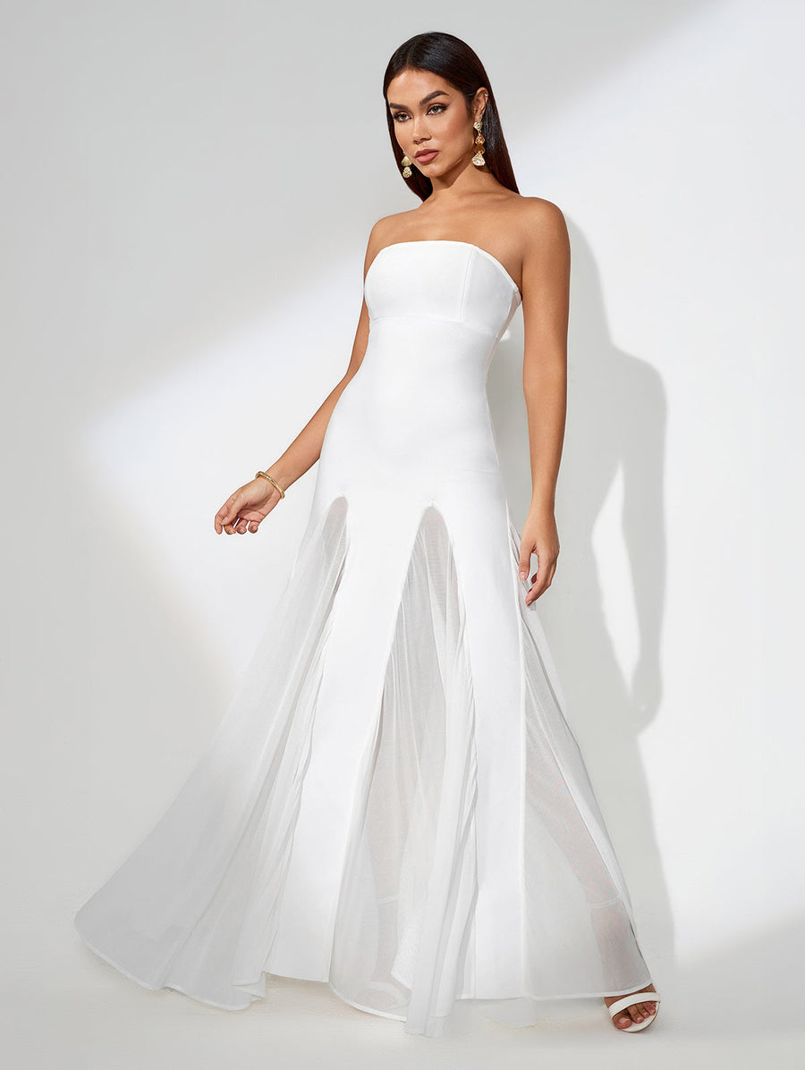 Theodora Bellamy — Colored Solid Mesh Lace Dress, alternate view 2