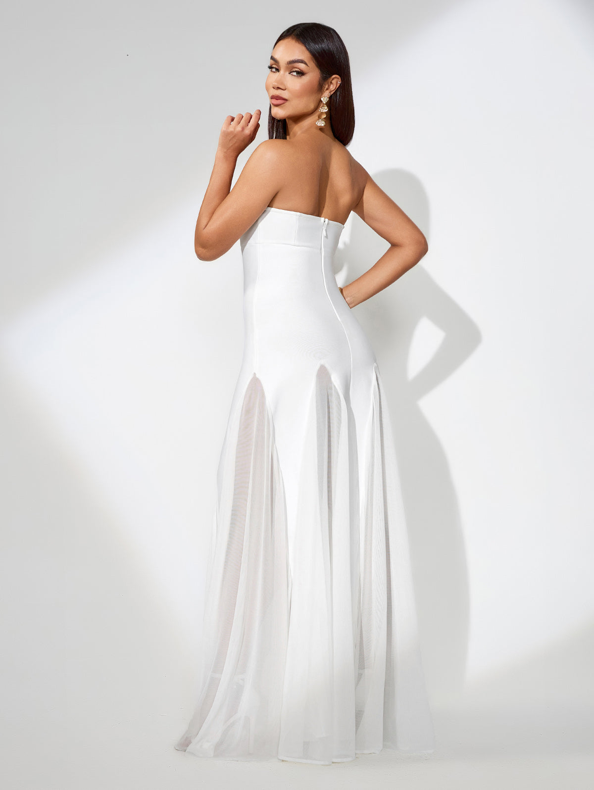 Theodora Bellamy — Colored Solid Mesh Lace Dress, alternate view 3
