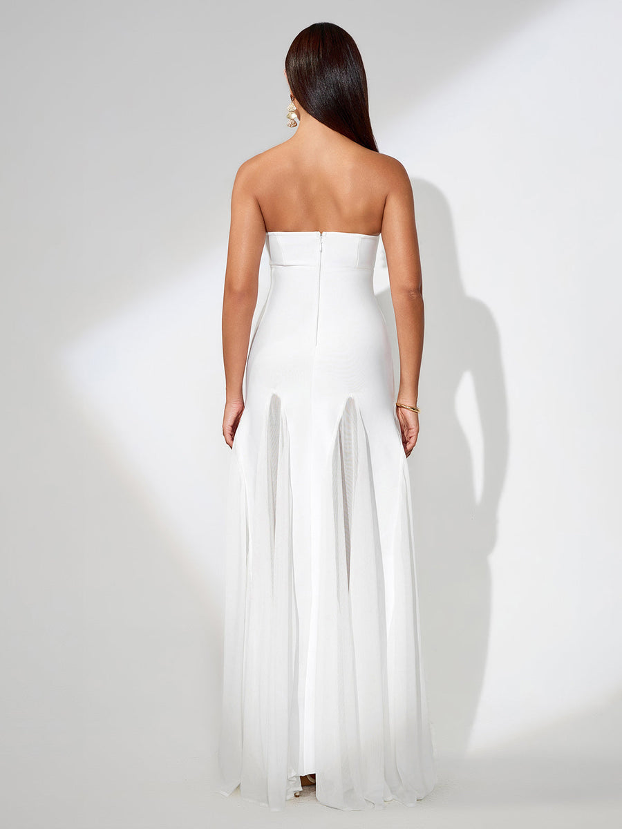 Colored Solid Mesh Lace Dress