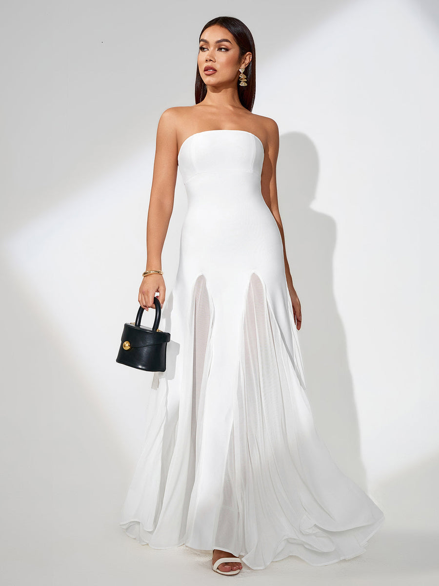 Colored Solid Mesh Lace Dress