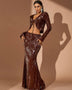 Sexy Cardigan Sequin Maxi Skirt Set