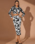 Floral Jacquard Midi Pencil Skirt Set