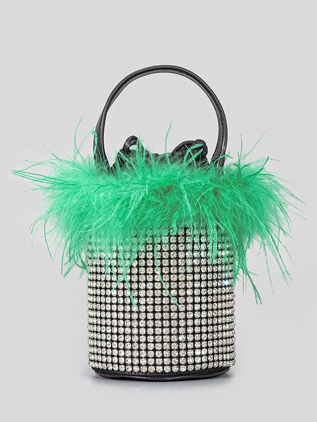 Celeste Feather Diamond Bucket Tote