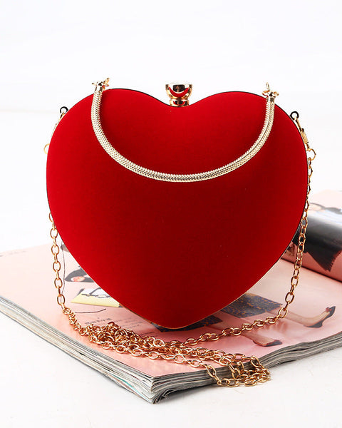 Red Suede Love Evening Bag