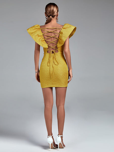 Elegant V-Neck Dress with Ruffles in Felicity Style