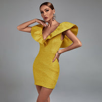 Paris Marceau — Elegant V-Neck Dress with Ruffles in Felicity Style
