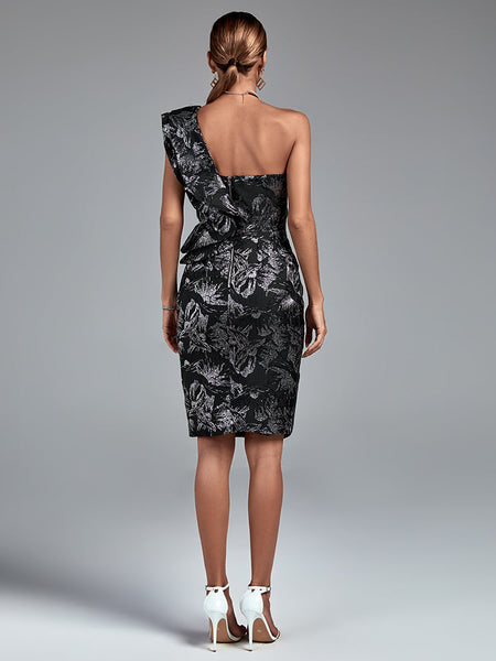 Sleeveless off-shoulder bodycon dress with ruffles for a chic and trendy look