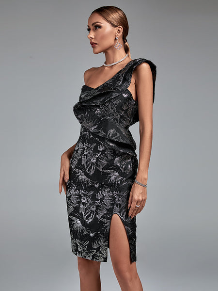 Sleeveless off-shoulder bodycon dress with ruffles for a chic and trendy look