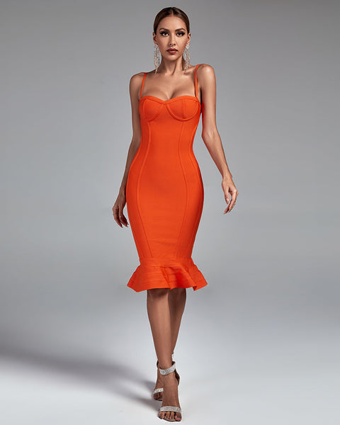 Strappy Fishtail Over Knee Bandage Dress - Opulent Empire