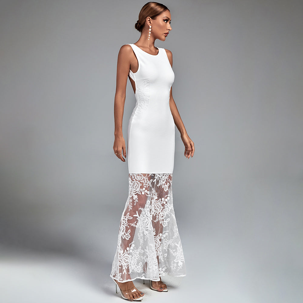 Tallulah Delacroix — Round Neck Sleeveless Maxi Lace Bandage Dress, alternate view 2