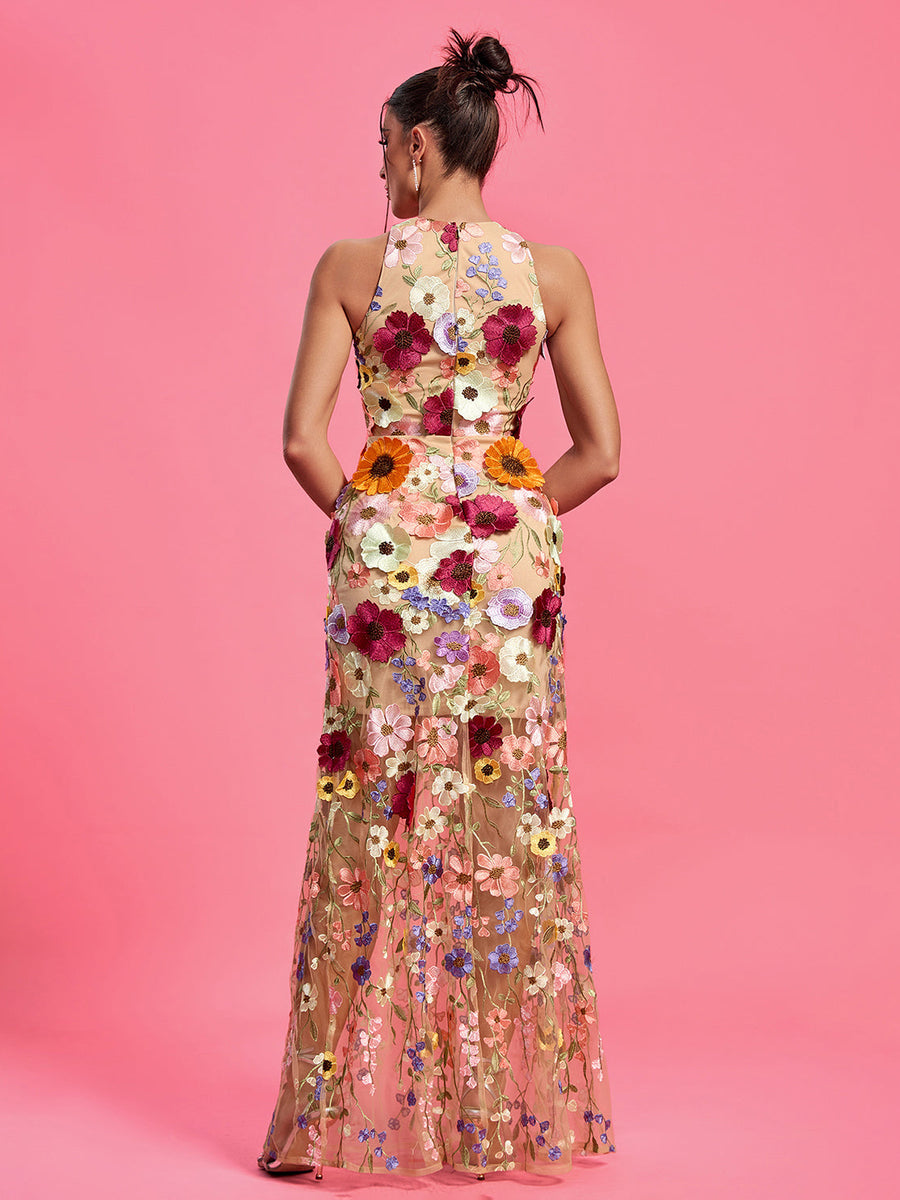 Maraya Floral Applique Maxi Dress