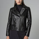 Black Biker Lamb Leather Jacket-2
