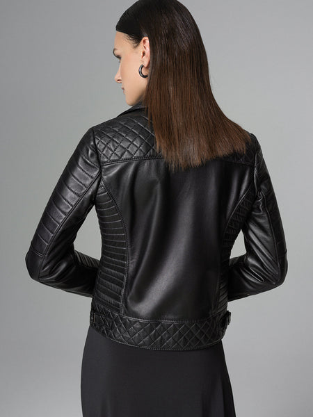 Black Biker Lamb Leather Jacket-1