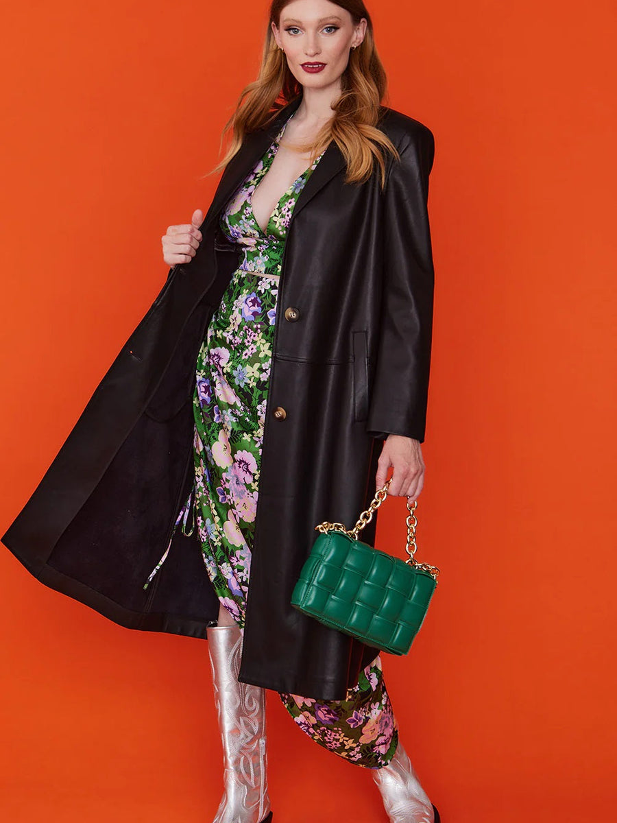 Black Eco Leather Trench Coat-1