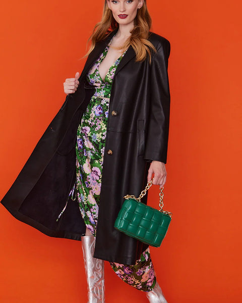 Black Eco Leather Trench Coat-1