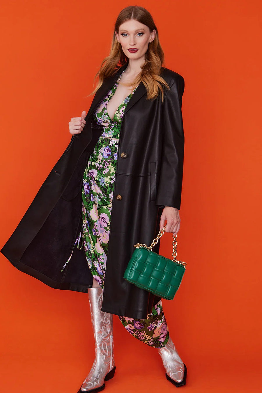 Cassiane Beaumont — Black Eco Leather Trench Coat, alternate view 2