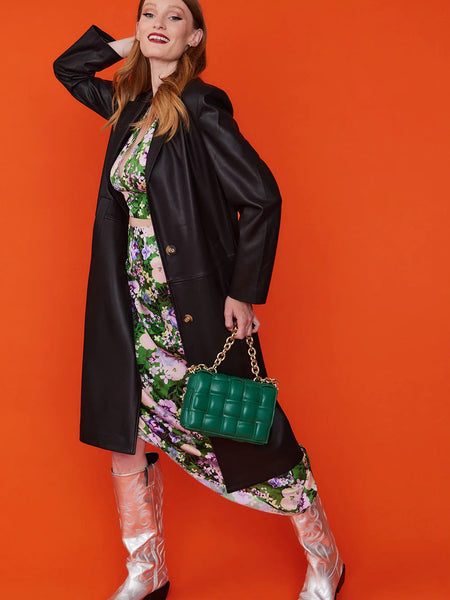 Black Eco Leather Trench Coat-2