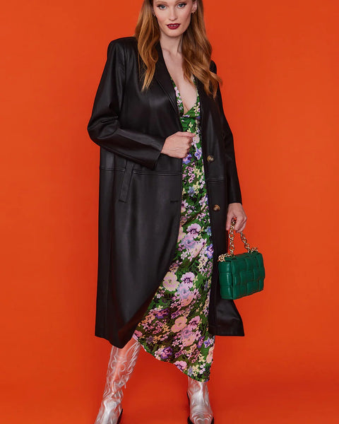 Black Eco Leather Trench Coat-0