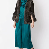 Black Faux Fur Suede Cape Jacket-1