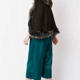 Black Faux Fur Suede Cape Jacket-2