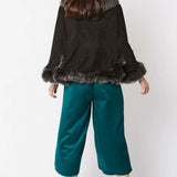 Black Faux Fur Suede Cape Jacket-3