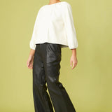 Black Tencel Blend Eco Leather Trousers-2