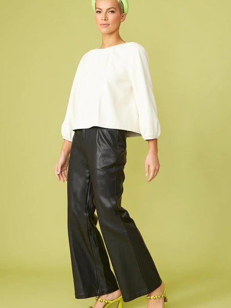 Black Tencel Blend Eco Leather Trousers-2