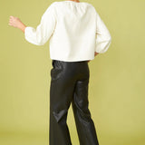 Black Tencel Blend Eco Leather Trousers-3