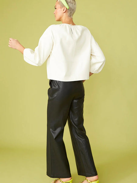 Black Tencel Blend Eco Leather Trousers-3