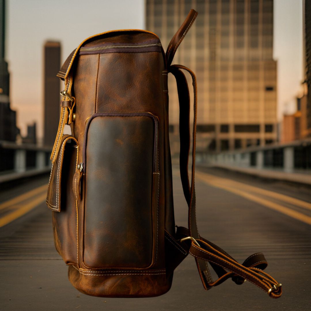 Blake™ — Premium Leather Backpack Brown Men's Statement Handbag, alternate view 3