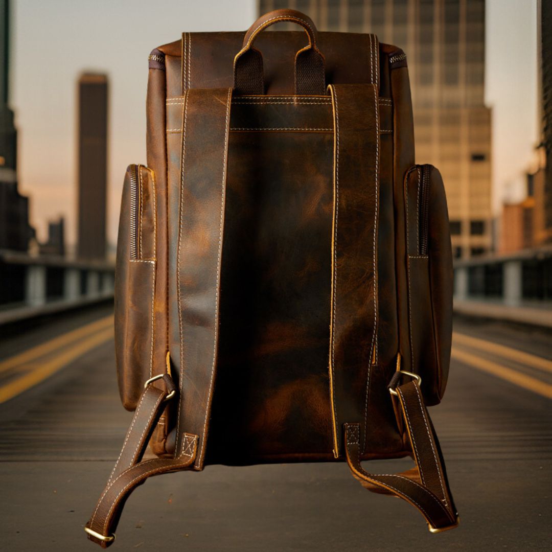 Blake™ — Premium Leather Backpack Brown Men's Statement Handbag, alternate view 4