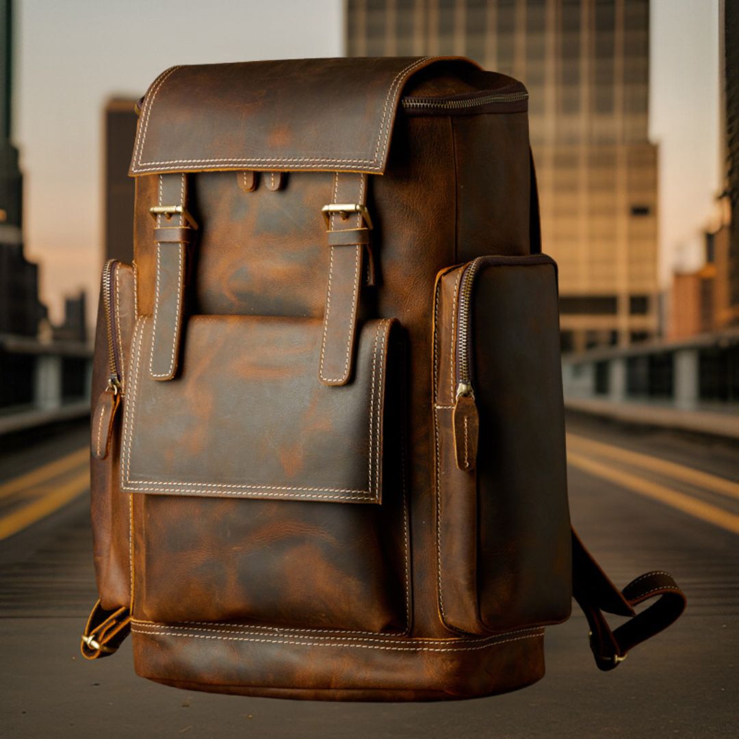 Blake™ — Premium Leather Backpack Brown Men's Statement Handbag, alternate view 2