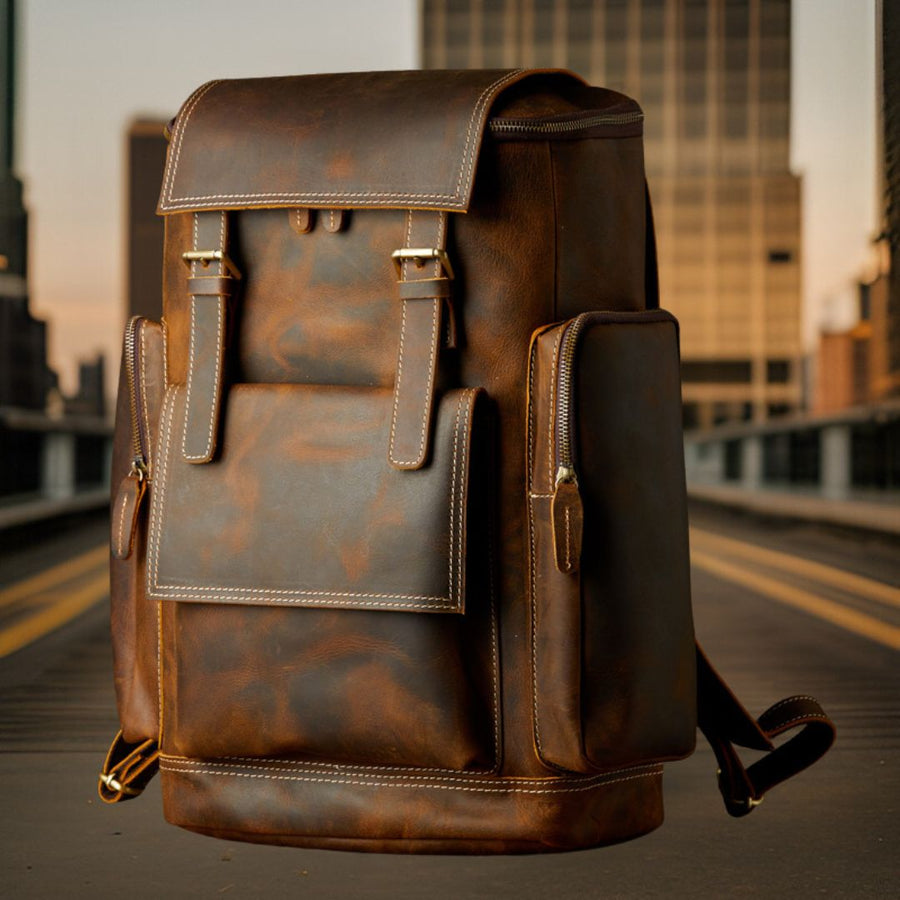 Blake™ — Premium Leather Backpack Brown Men's Statement Handbag, alternate view 2