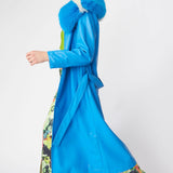 Blue Tencel Blend Eco Leather Trench Coat-1