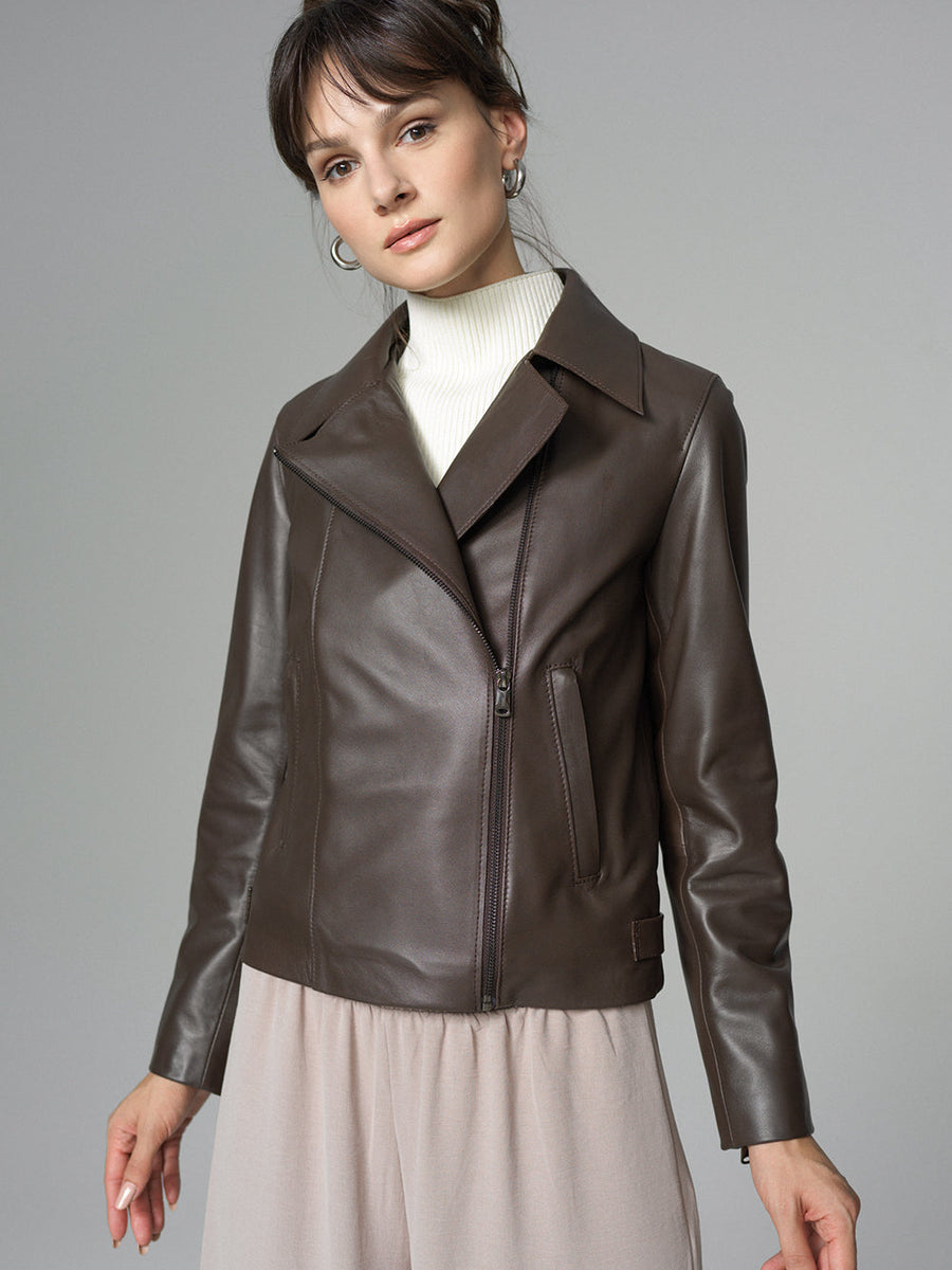 Chocolate Genuine Leather Jacket-0
