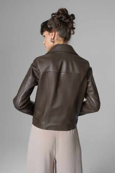 Winola — Chocolate Genuine Leather Jacket, alternate view 2
