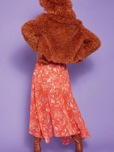 Chocolate Bamboo Lyocell Knitted Vegan Faux Shearling Jacket