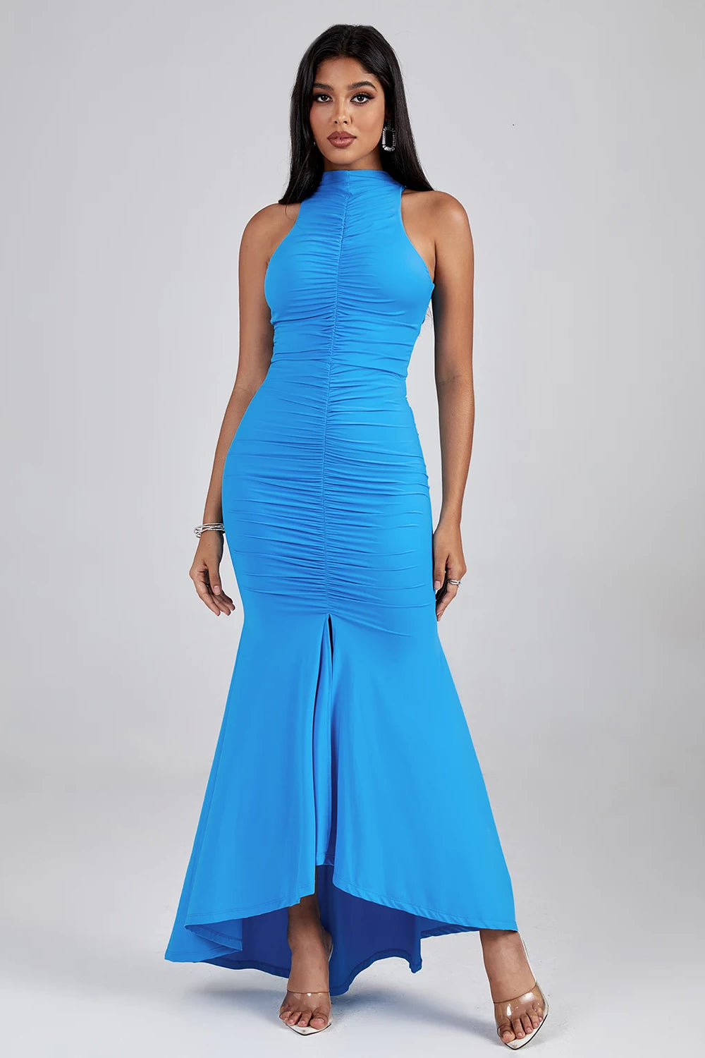 Bellamy — Ruched Maxi Bodycon Turtleneck Dress, alternate view 4