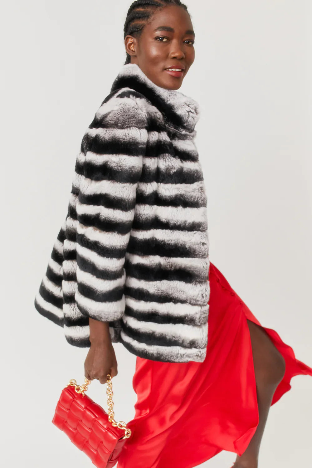 Melisande — Grey Special Edition Chinchilla Effect Coney Fur Jacket, alternate view 3