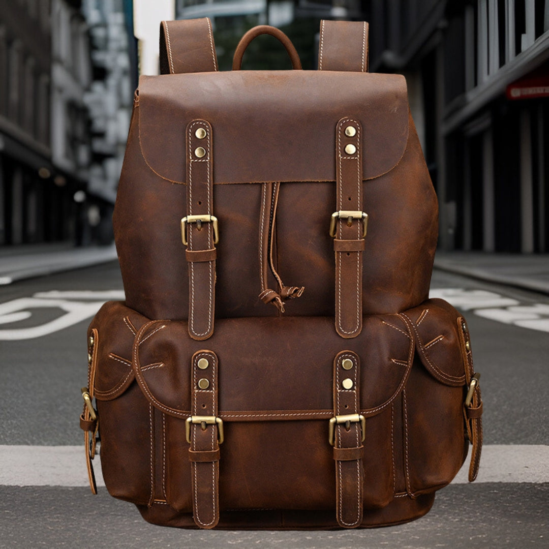 Caleb™ — Premium Leather Backpack Men's Statement Handbag, alternate view 3