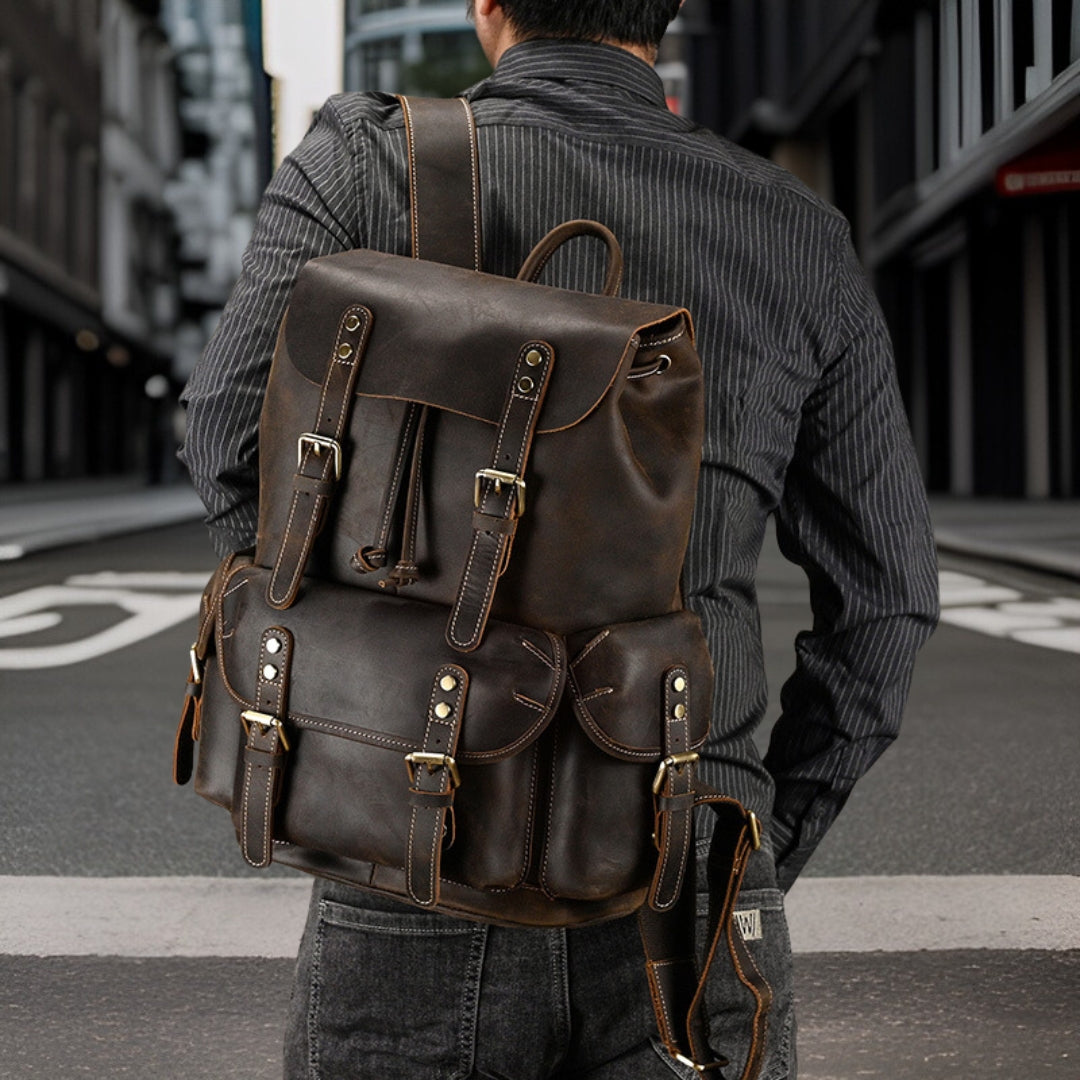 Caleb™ — Premium Leather Backpack Men's Statement Handbag, alternate view 4