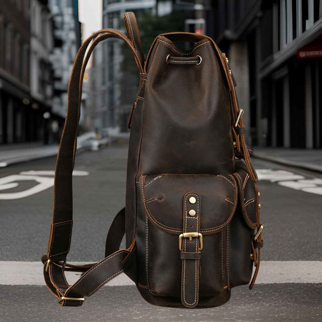 Caleb™ — Premium Leather Backpack Men's Statement Handbag, alternate view 6