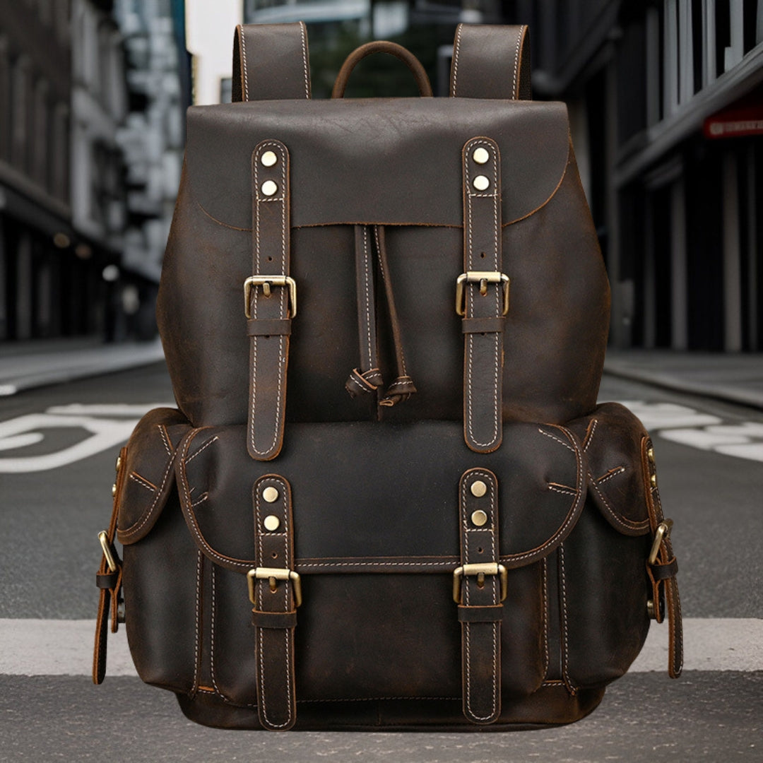 Caleb™ — Premium Leather Backpack Men's Statement Handbag, alternate view 7