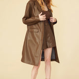 Chocolate Eco Leather Trench Coat-1