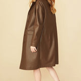 Chocolate Eco Leather Trench Coat-2