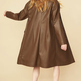 Chocolate Eco Leather Trench Coat-3