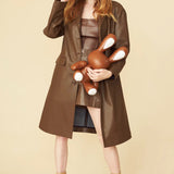 Chocolate Eco Leather Trench Coat-0