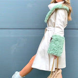 Cream Faux Leather Trench Coat with Faux Shearling Collar and Cuffs-1