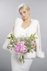 Sabina — Cream Faux Fur Suede Cape Jacket